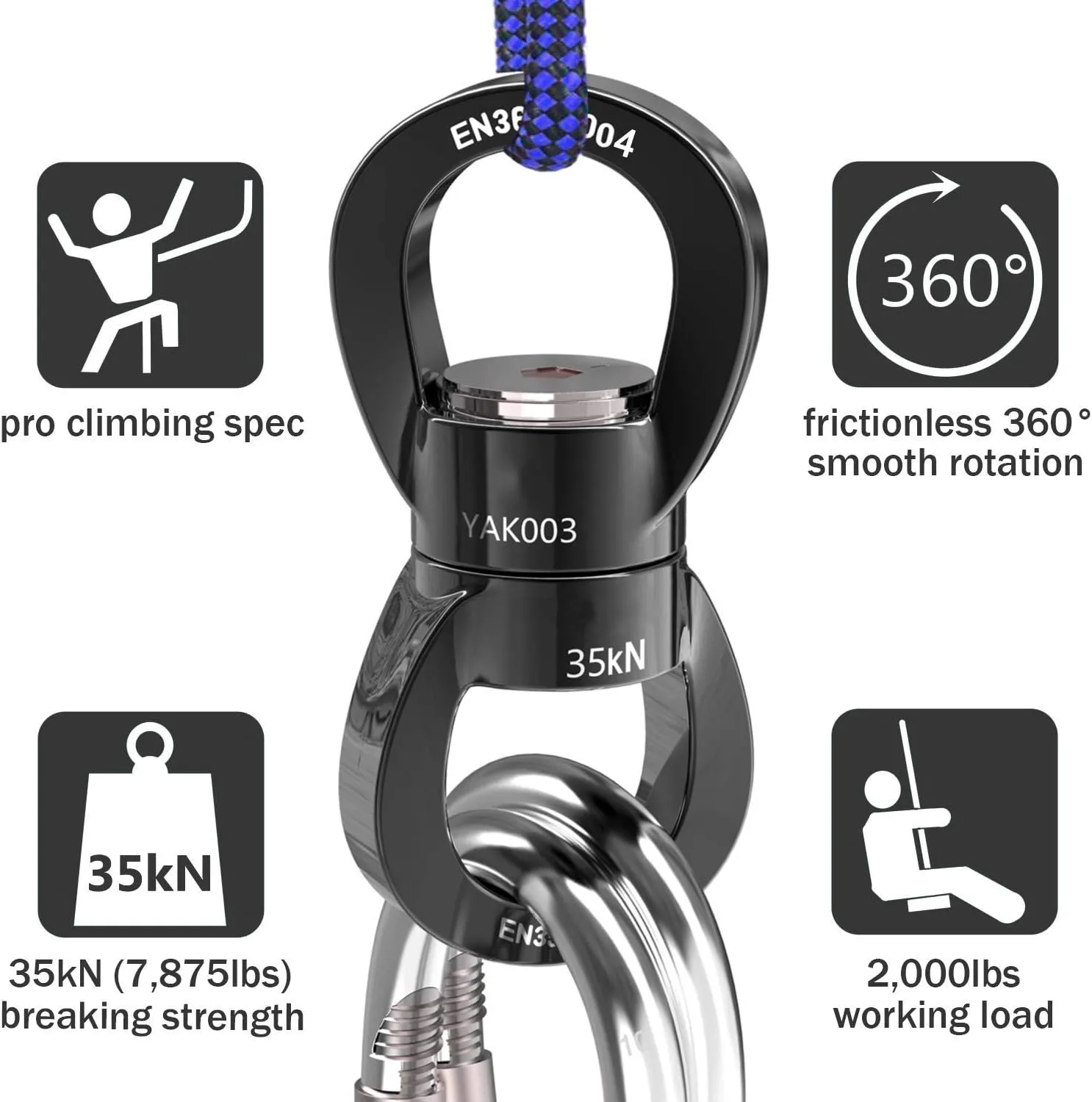 Aerial lyra Hoop Two Point Rigging Kit 360 Rotating Device Swivel Auto Lock Carabiner Sling Combo Spinning Hanging Equipment