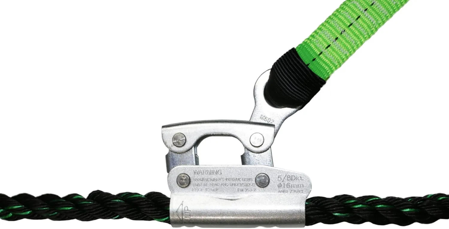 AFP 25 FT Vertical Lifeline Assembly w/Rope Grab Snap Hooks & Shock Absorber, ANSI & OSHA Rated Fall Protection Roofing Safety Equipment