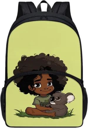 African Girls Backpack for Boys Daycare School Bag 17 Inch Bookbag Fashion Middle Elementary Kindergarten Schoolbag Book Bag Pack for Kids Child