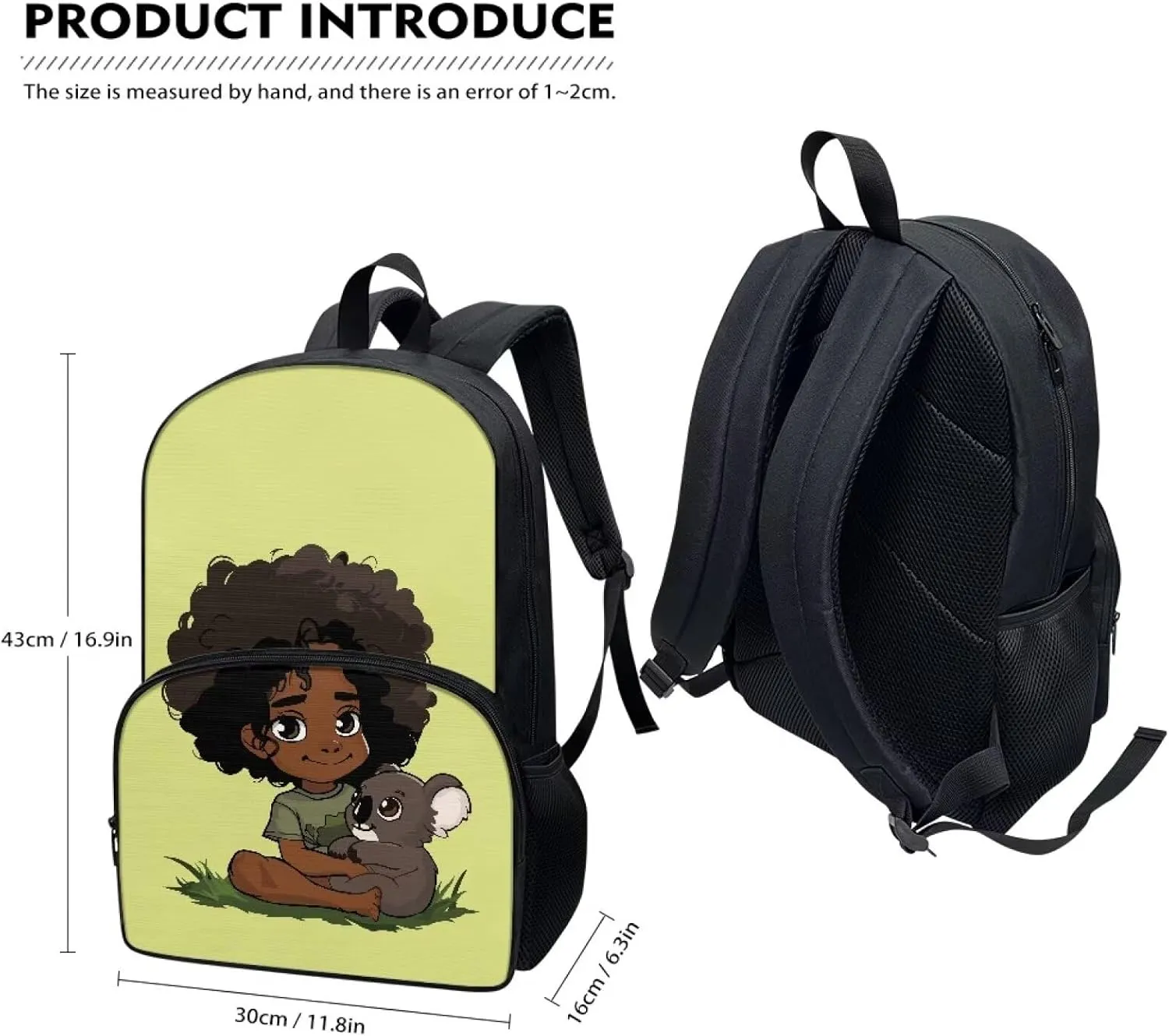 African Girls Backpack for Boys Daycare School Bag 17 Inch Bookbag Fashion Middle Elementary Kindergarten Schoolbag Book Bag Pack for Kids Child