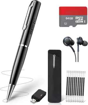 AI Digital Voice Recorder - 64GB Voice Activated Recorder with Playback, AI-Intelligent Noise Reduction Mp3 Player, Audio Recorder Device for Meeting, Course, Lectures, Interviews