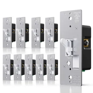 AIDA Toggle Slide Dimmer Switch for Dimmable LED Light/CFL/Incandescent 600 Watt max, Single-Pole or 3-Way, Rocker On/Off Wall Switch with Dimmer Slider, Wall Plate NOT Included, UL Listed, 10 Pack