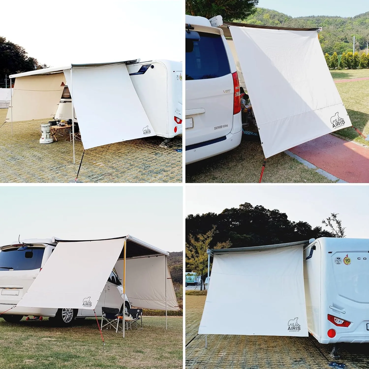 AIRIS Car Side Tarp Awning Tent - Car Side Tarp Camper Side Awning Sun Shade, Fiama, and Three Compatible, Select from General Type/Mesh Window Types (FIAMMA F80, General Type)