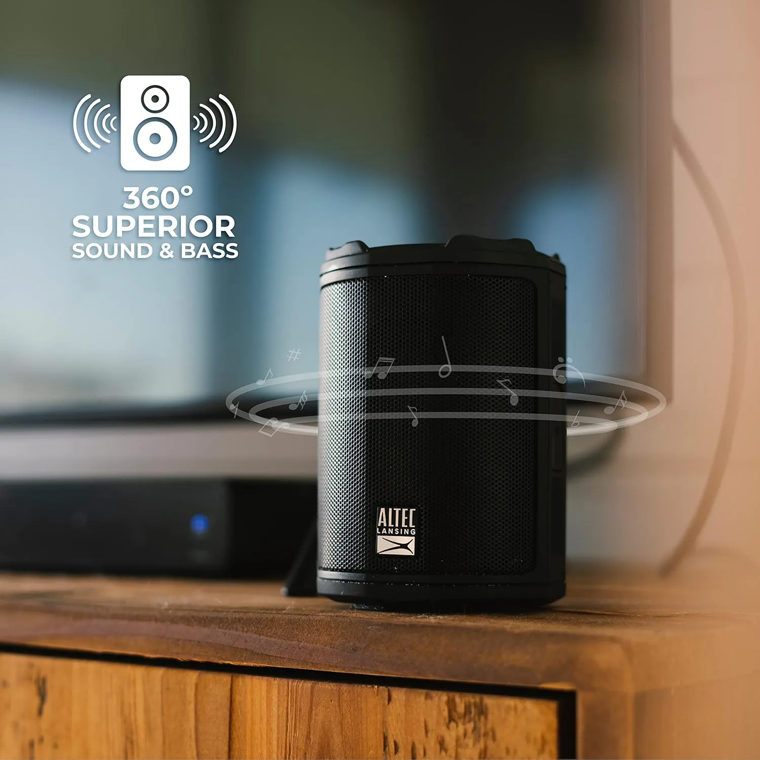 Altec Lansing - HydraMotion Wireless Bluetooth Speaker with 360 Degree Sound, Portable IP67 Waterproof for Outdoors, Shockproof, Snowproof, Everything Proof, 12 Hour Playtime (Black)