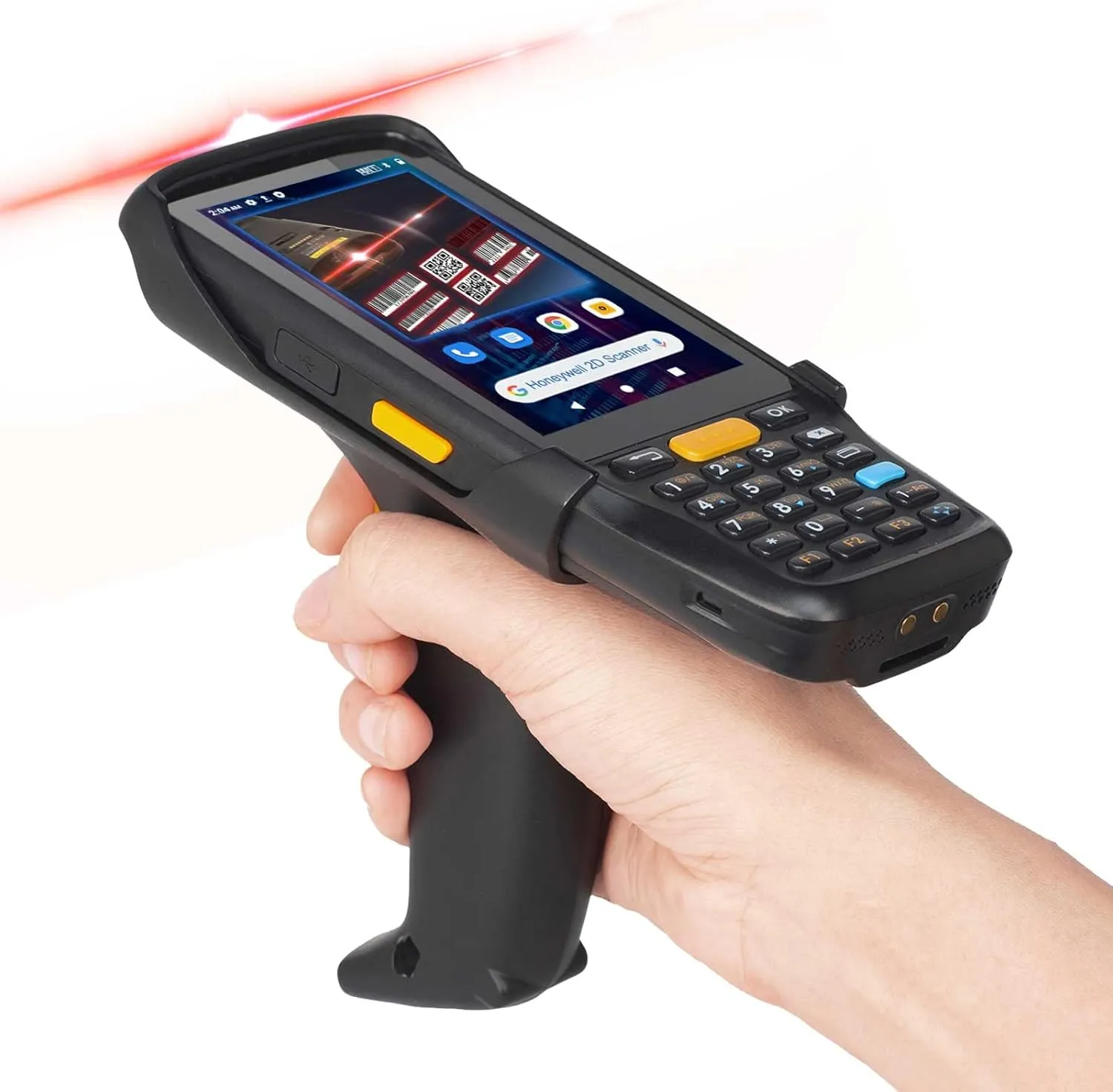 Android 11.0 Barcode Scanner with Pistol Grip, Handheld Mobile Computer Rugged PDA with Honeywell N6603 2D Code Reader 4" Glove Touch Screen 4400mAh 4G LTE NFC GPS WiFi GMS Data Collector
