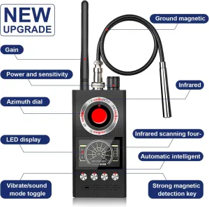 Anti-Spy Wireless RF Signal Detector [Latest Professional Version] Bug GPS Camera Signal Detector，Detection GPS Tracker Hidden Camera Eavesdropping Device Signal Detector