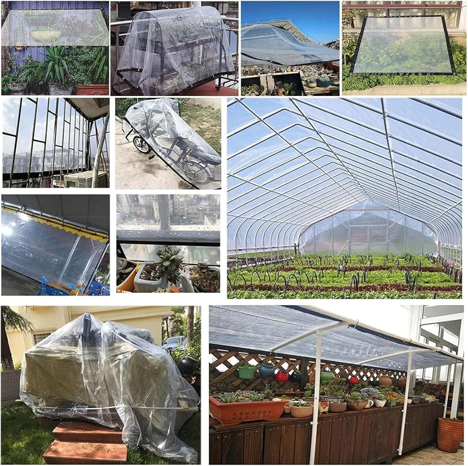 Anti-Tear Thin Cover,Transparent Waterproof Tarpaulin,Transparent Heavy Duty Water Resistant Tarp Cover,for Outdoor, Camping & Construction, Clear(10x10 ft(3x3m))