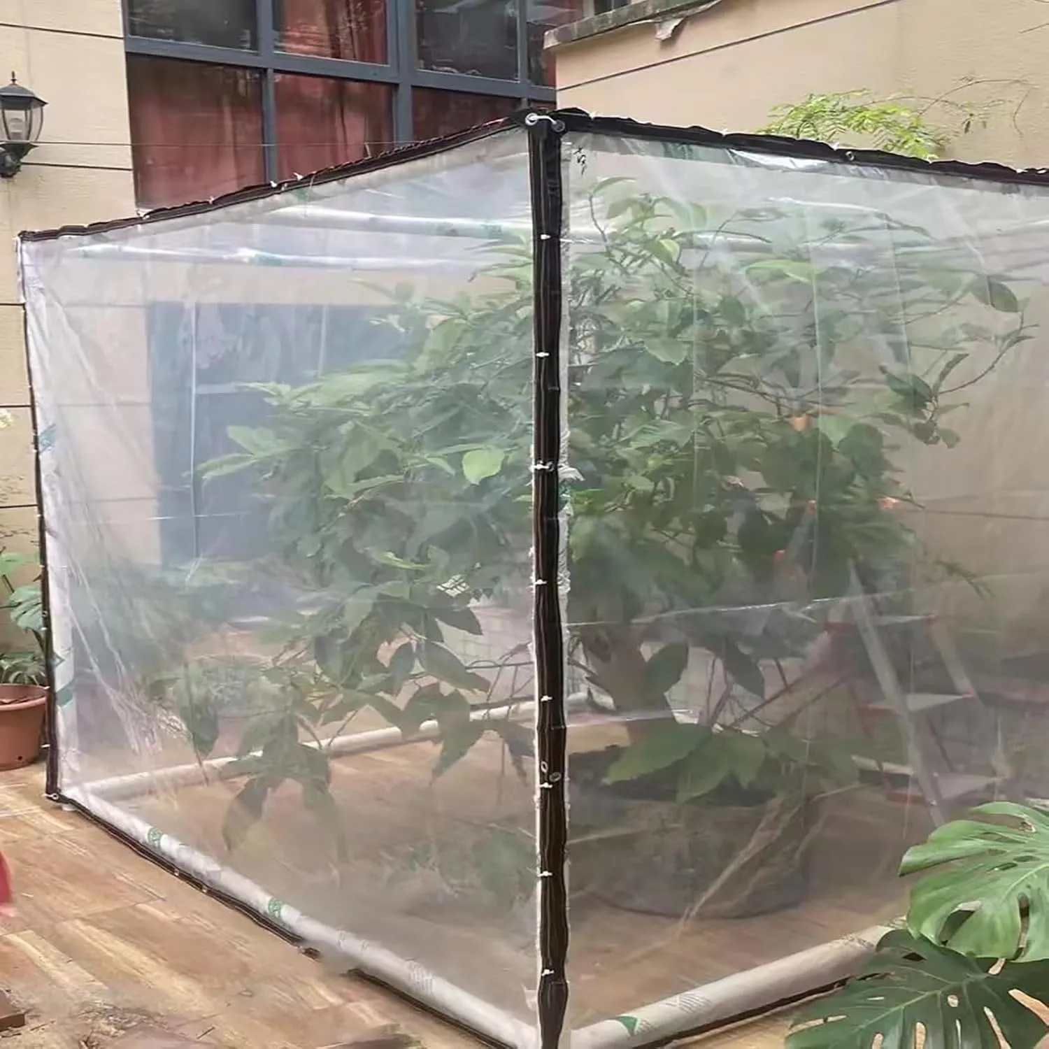 Anti-Tear Thin Cover,Transparent Waterproof Tarpaulin,Transparent Heavy Duty Water Resistant Tarp Cover,for Outdoor, Camping & Construction, Clear(10x10 ft(3x3m))