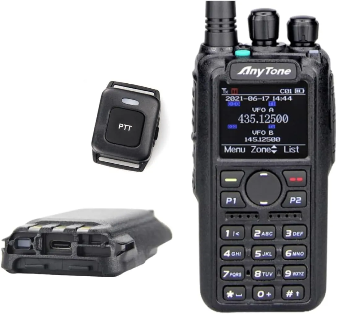 Anytone AT-D878UVII Plus Dual-Band VHF/UHF DMR Handheld - Enhanced Bluetooth Model with GPS, APRS RX/TX, and USB Type-C Battery.