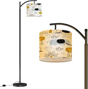 Arc Floor Lamps Seamless Pattern Lion Elephant Palm Trees White for Printing Packaging Modern LED Adjustable Lampshade Standing Light for Living Room Reading Bedroom Office