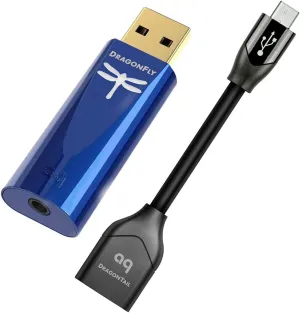 AudioQuest Dragonfly Cobalt USB Stick DAC Bundle With DragonTail USB-A Female to Micro Male