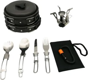 balacoo Camping Cookware Set Portable Titanium Cookset Cooking Utensils Hiking Cookware Bag Outdoor Cooking Utensil Pan Set