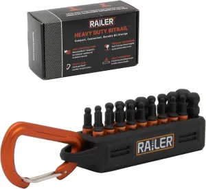 Ball End Hex Bit Set - Railer 1 Inch Impact Driver 20pc Hex Bit Set With A Bit Holder & Carabiner. Premium S2 Steel, Ideal For Furniture Screws
