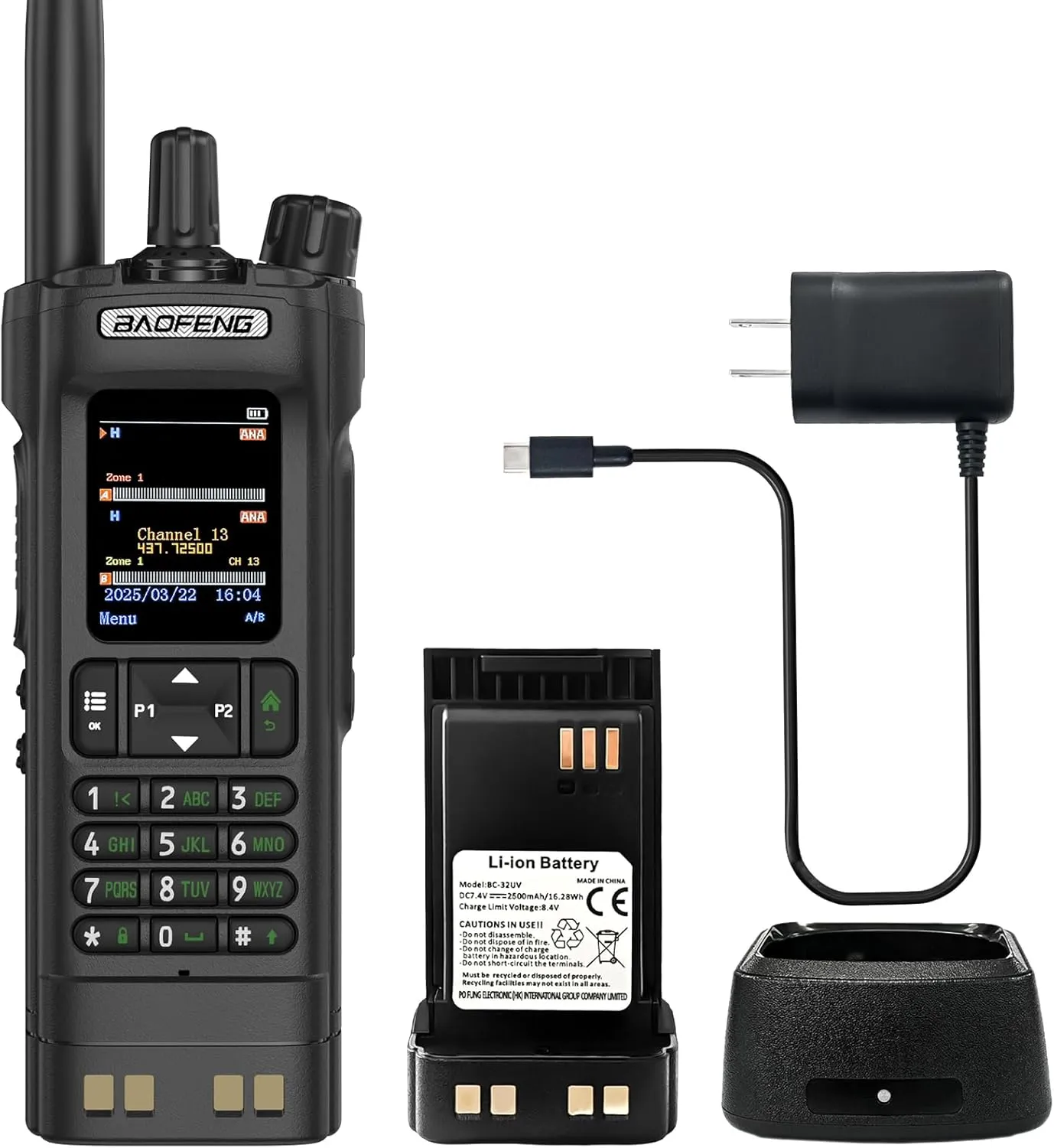 BAOFENG DM32 DMR Radio 10W High Power Handheld Radio GPS/APRS Two Way Raido USB-C Charging Multi-Band FM/AM Wakkie Talkie DM-32