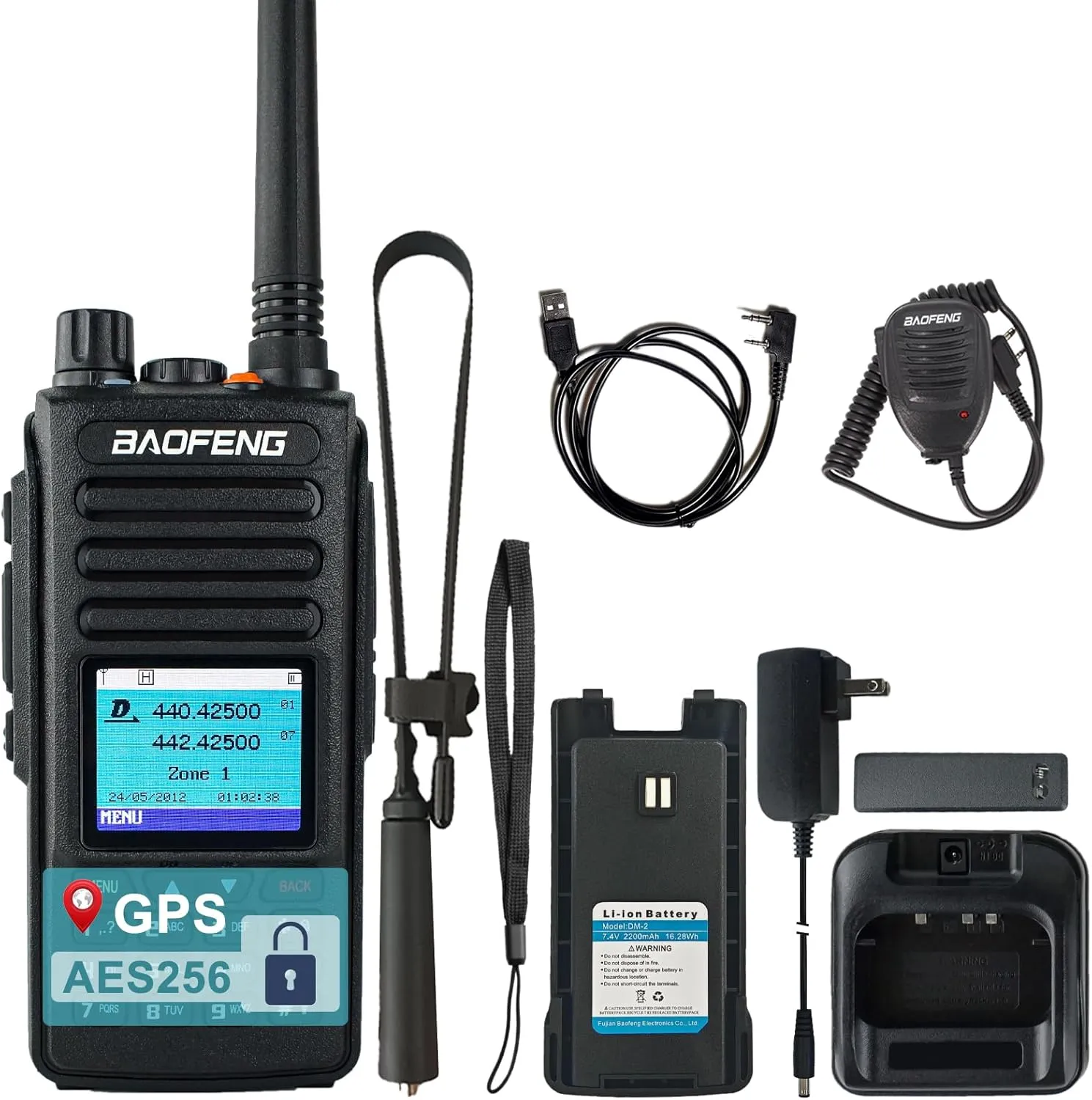 BAOFENG DMR DM-1702 Ham Radio GPS AES265 Encryption Radio Digital & Analog Dual Mode Walkie Talkie Tier I & II Radio with Programming Cable and Speaker Mic