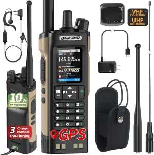 BAOFENG UV-32 Radio Ham Radio Handheld Long Range Walkie Talkies 5RM K5 10W Two Way Radio NOAA Weather Receiver with GPS,Copy Frequency,AM,USB-C Charging for Camping Survival Gear