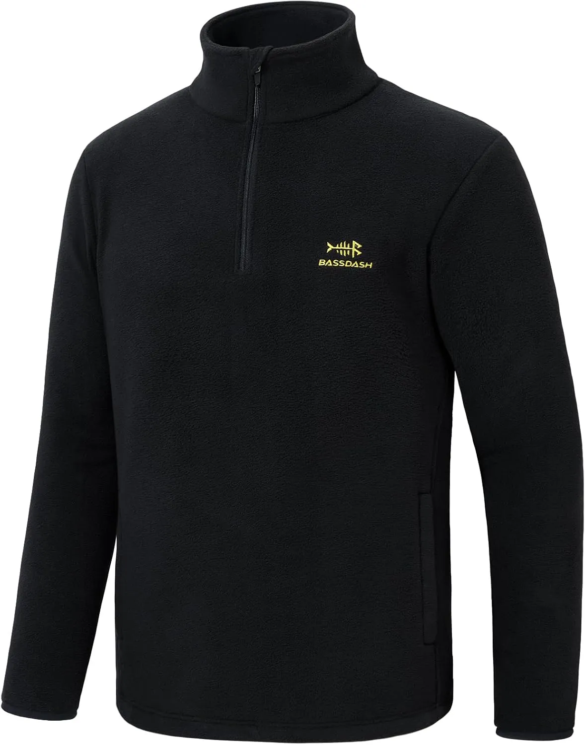 BASSDASH Men's Quarter Zip Jacket Mid Weight Polar Fleece Pullover Outdoor Warm Breathable Long Sleeve Sweatshirt