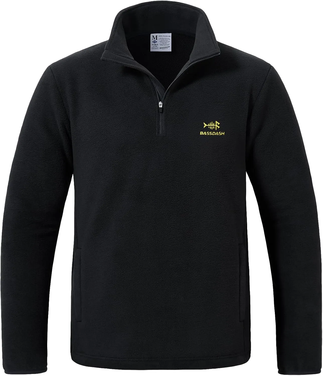 BASSDASH Men's Quarter Zip Jacket Mid Weight Polar Fleece Pullover Outdoor Warm Breathable Long Sleeve Sweatshirt