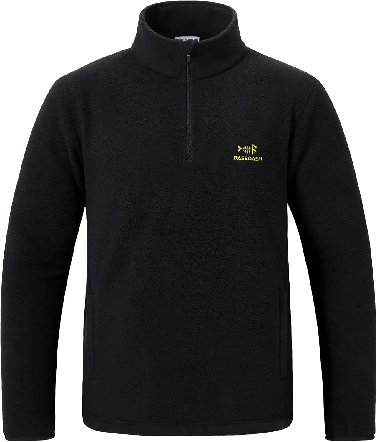BASSDASH Men's Quarter Zip Jacket Mid Weight Polar Fleece Pullover Outdoor Warm Breathable Long Sleeve Sweatshirt