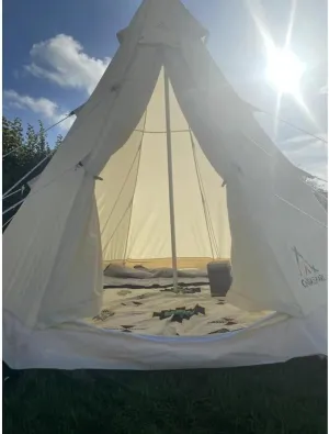 Bell Tent 4 Season 9.85ft Glamping Tent, Hot Tent,Ideal for Family Camping, Hiking,Canvas Tent with Aluminum Pole. Support Camouflage Fabric Customization
