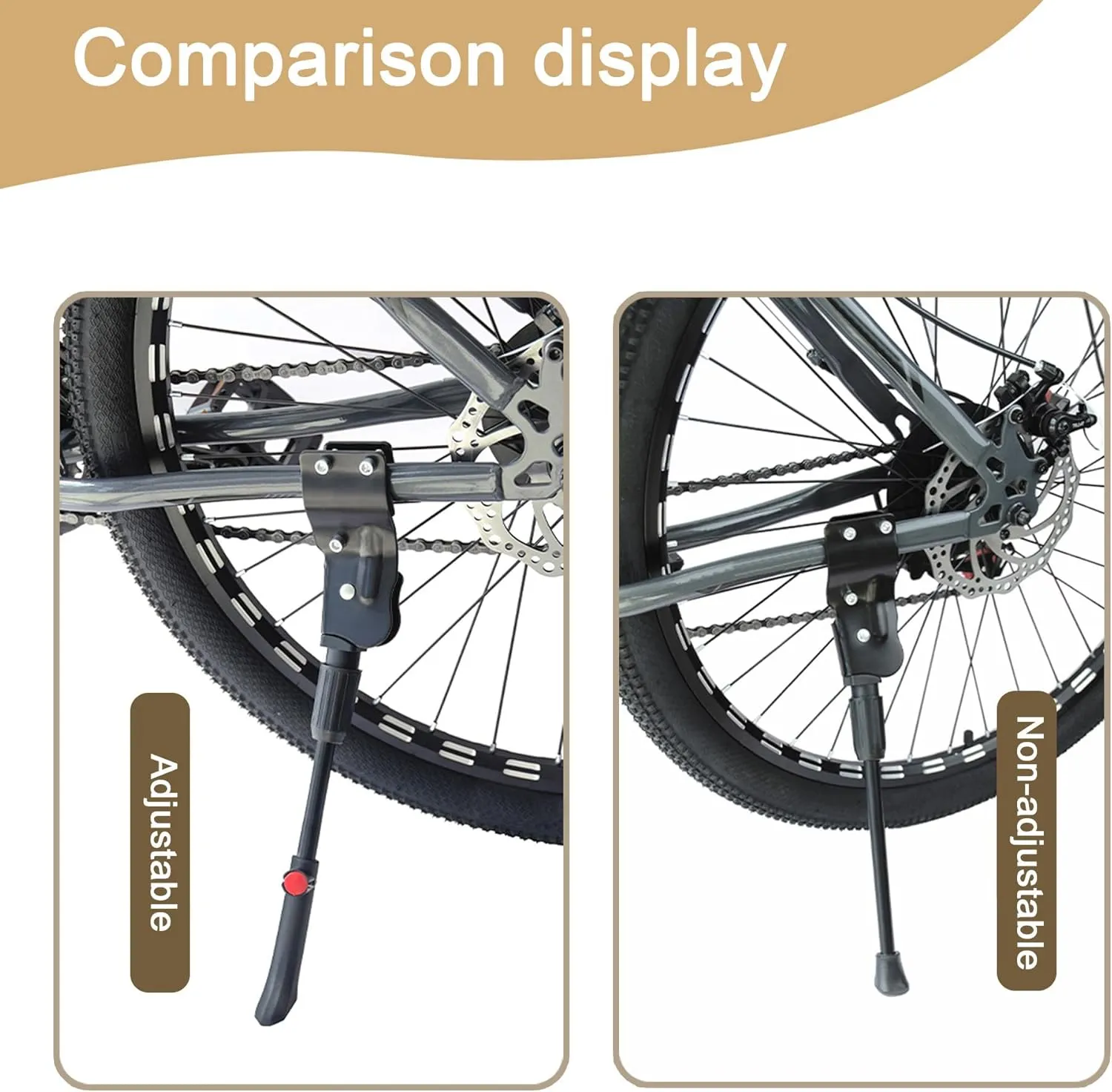 Bike Kickstand for Orbea MX 20 2017, Adjustable Bicycle Kickstand, Suit Mountain Bike, Concealed Spring-Loaded Latch, Aluminum Rear Side Bicycle Stand,B