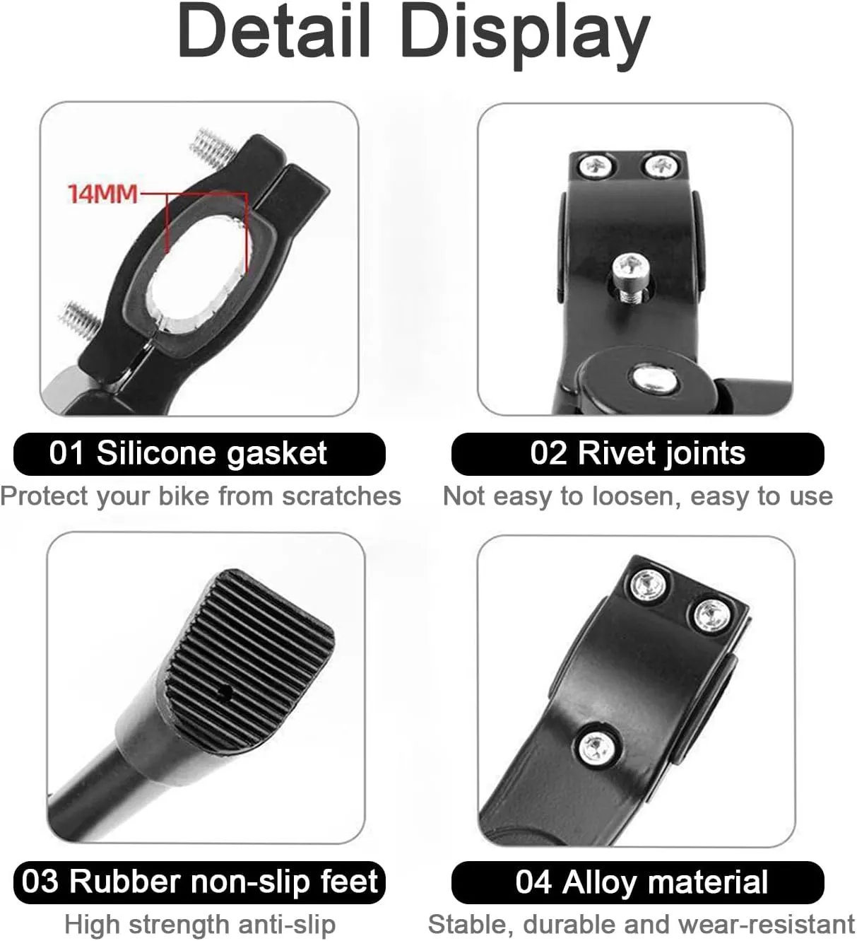 Bike Kickstand for Orbea MX 20 2017, Adjustable Bicycle Kickstand, Suit Mountain Bike, Concealed Spring-Loaded Latch, Aluminum Rear Side Bicycle Stand,B
