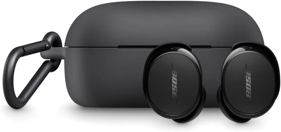 Bose QuietComfort Earbuds Silicone Case Cover, Protective Silicone Exterior, with Aluminum Carabiner for Convenient Carrying, Black