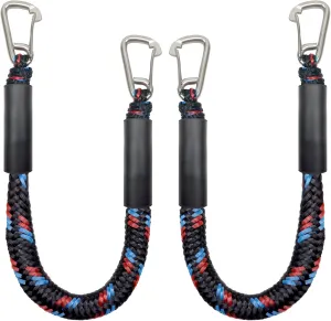 Bungee Dock Line Ropes for Mooring With 2 Stainless Steel Clip Accessories - Built-in Snubber for PWC, Kayak, Watercraft, SeaDoo, Jet Ski, Pontoon, Canoe, Power Boat - 2-Pack