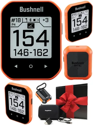 Bushnell Phantom 3 (Orange) Slope Golf GPS Handheld Gift Box Bundle - Touchscreen, Auto Course, Hole Recognition & Auto-Prompt Score Entry with PlayBetter Wall Adapter & Protective Case