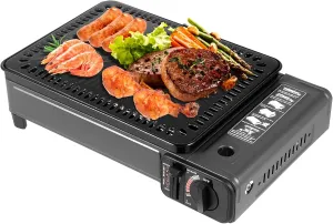 Butane Grill Stove, Portable Camping Grill Gas Stove with Baking Sheet & Grilling Net, Free Standing BBQ Roasting Grill Stove for Camping, BBQ, Gathering, Outdoor Cooking, Easy To Carry