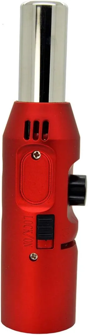 Butane Refillable Cigar,Cigarette,Cooking, Windproof Smooth Adjustable Flame Torch Lighter (red)