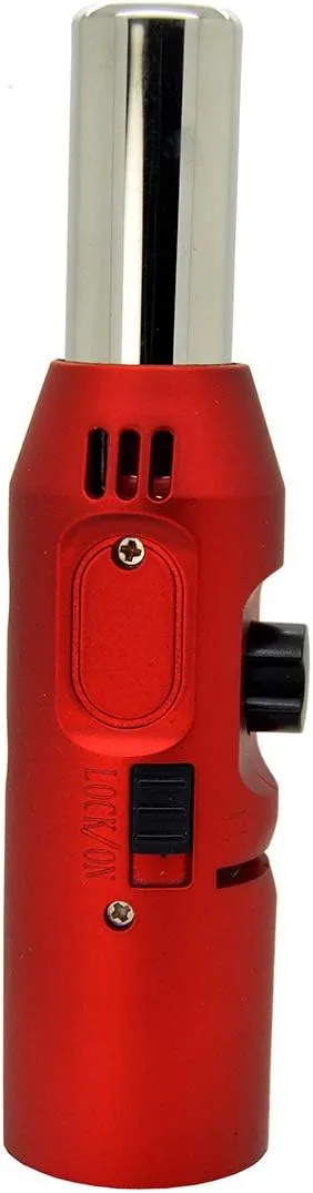 Butane Refillable Cigar,Cigarette,Cooking, Windproof Smooth Adjustable Flame Torch Lighter (red)