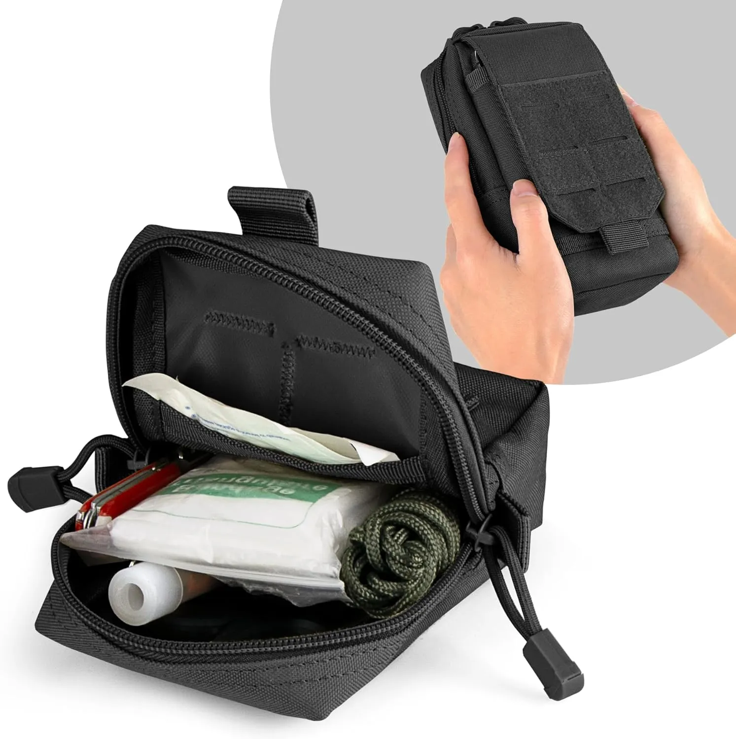 bvya 2 Pack Tactical EDC Pouches, Multi-Purpose Utility Tool Pocket Molle Phone Holster Waist Belt Pouch with U.S. Flag Patch and Tactical Gear Clips