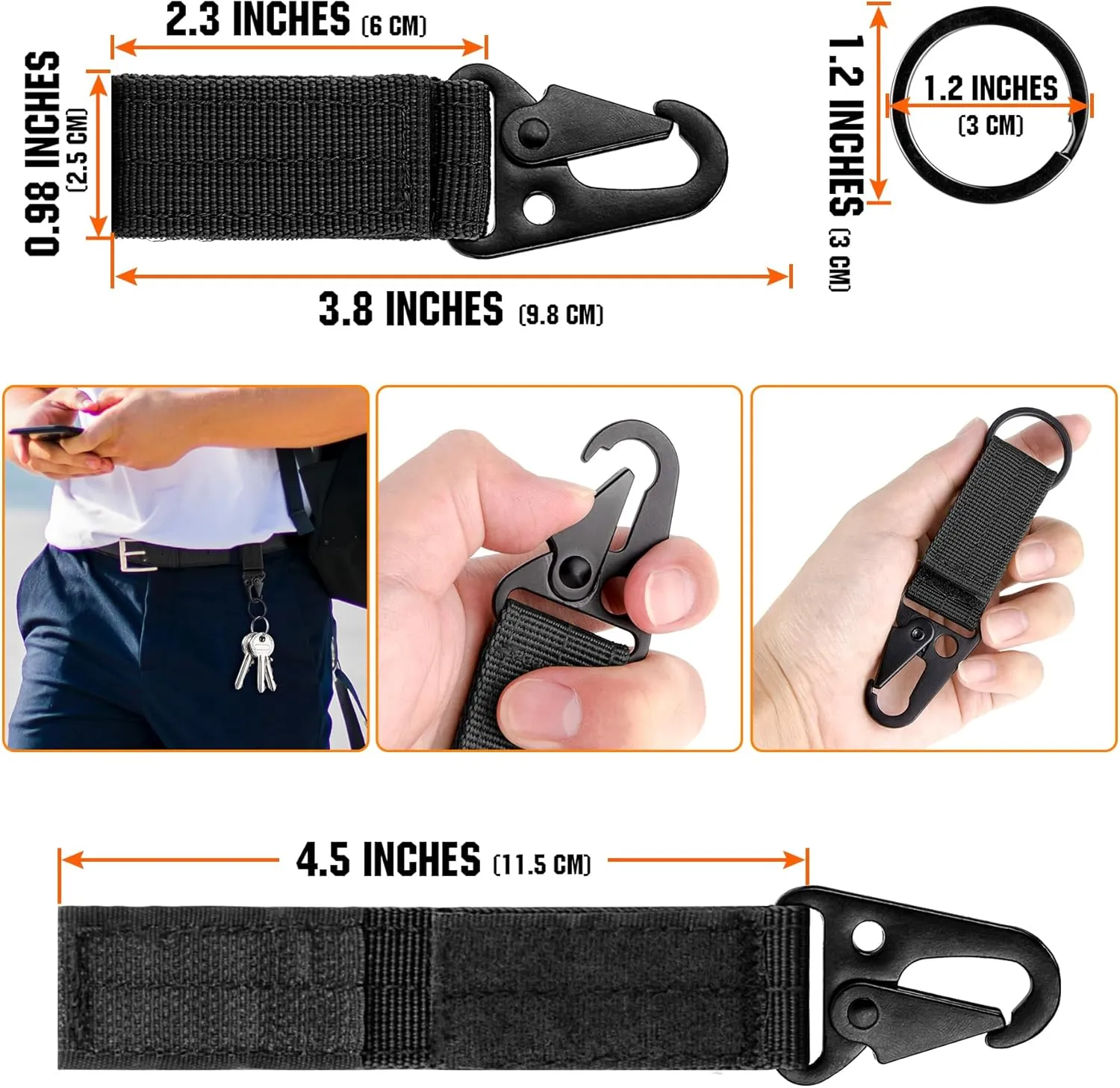 bvya 2 Pack Tactical EDC Pouches, Multi-Purpose Utility Tool Pocket Molle Phone Holster Waist Belt Pouch with U.S. Flag Patch and Tactical Gear Clips