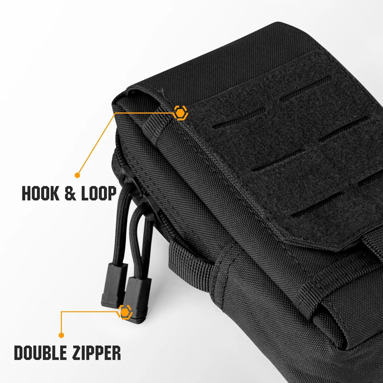 bvya 2 Pack Tactical EDC Pouches, Multi-Purpose Utility Tool Pocket Molle Phone Holster Waist Belt Pouch with U.S. Flag Patch and Tactical Gear Clips