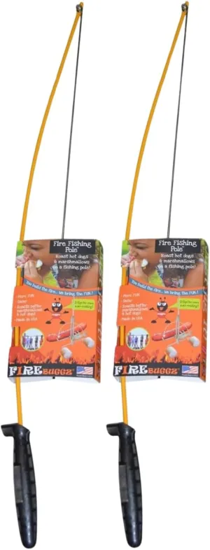 Camping Accessories - Campfire Fishing Pole Roaster - Funny Marshmallow and Hot Dog Roasting Sticks for Campfire, Yellow Nylon (2-Pack)