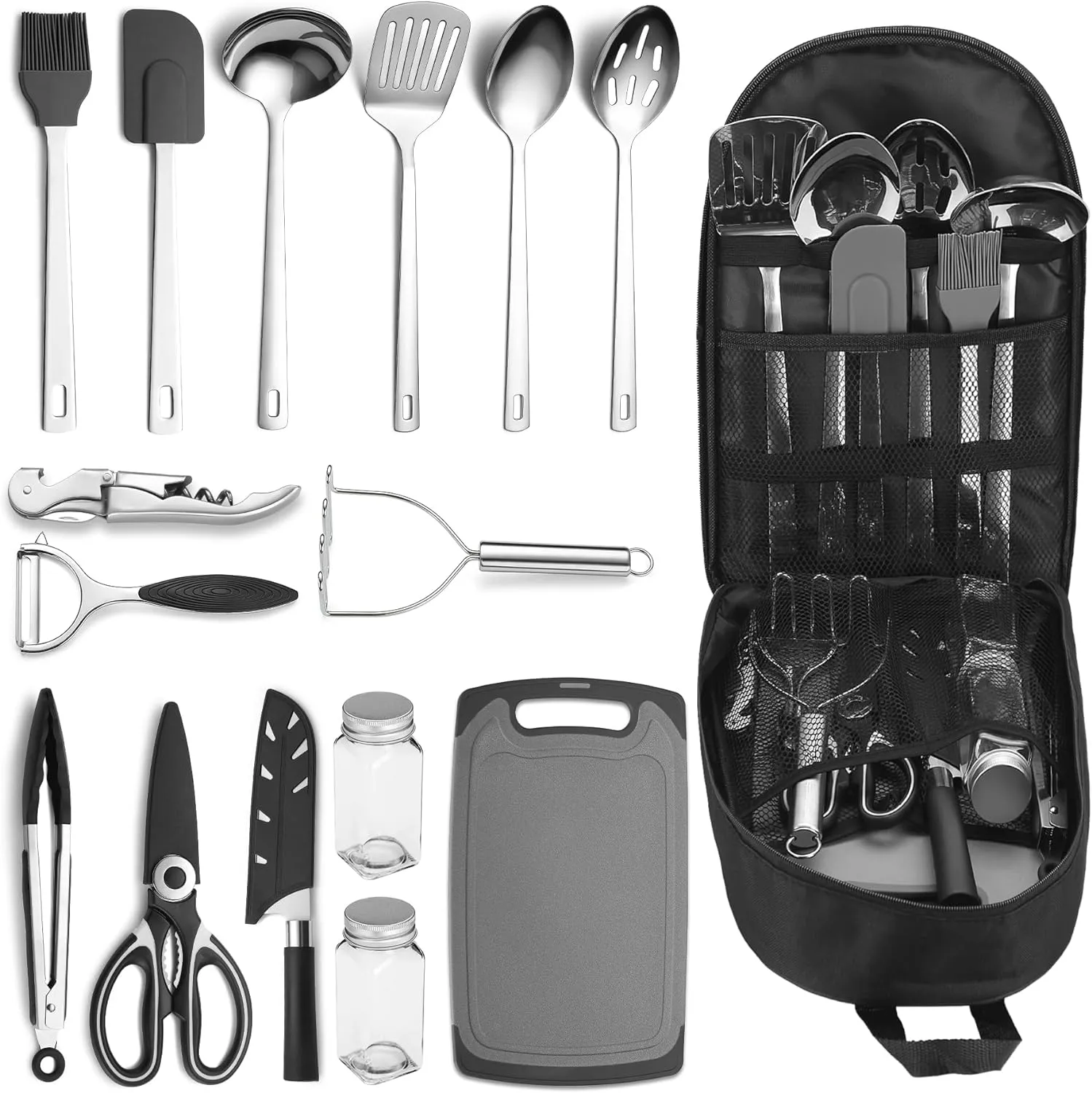 Camping Essentials Accessories Camping Gear Must Haves, Cooking Utensils Set Rv Camping Kitchen Backpacking Supplies Camper Gadgets Outdoor Hiking Travel Picnic Gifts