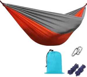 Camping Hammock 210T Nylon Breathable Hammock Tent with Tree Straps & Aluminum Alloy Carabiners Travel Hammock Quick Drying for Hiking Backpacking Garden (Color : E, Size : 250x140cm)