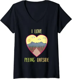 Camping Outdoors Camp Lakeside Funny Backpacker Quote Hiking V-Neck T-Shirt