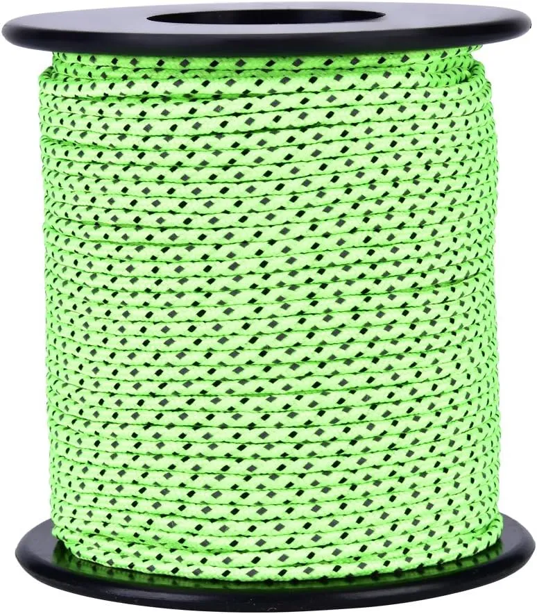 Camping Ropes Roller, 2.5mm Reflective Guy Line Lightweight Tent Cords Outdoor Gear String with Fluorescent Silk for Tarp Canopy Shelter Camping