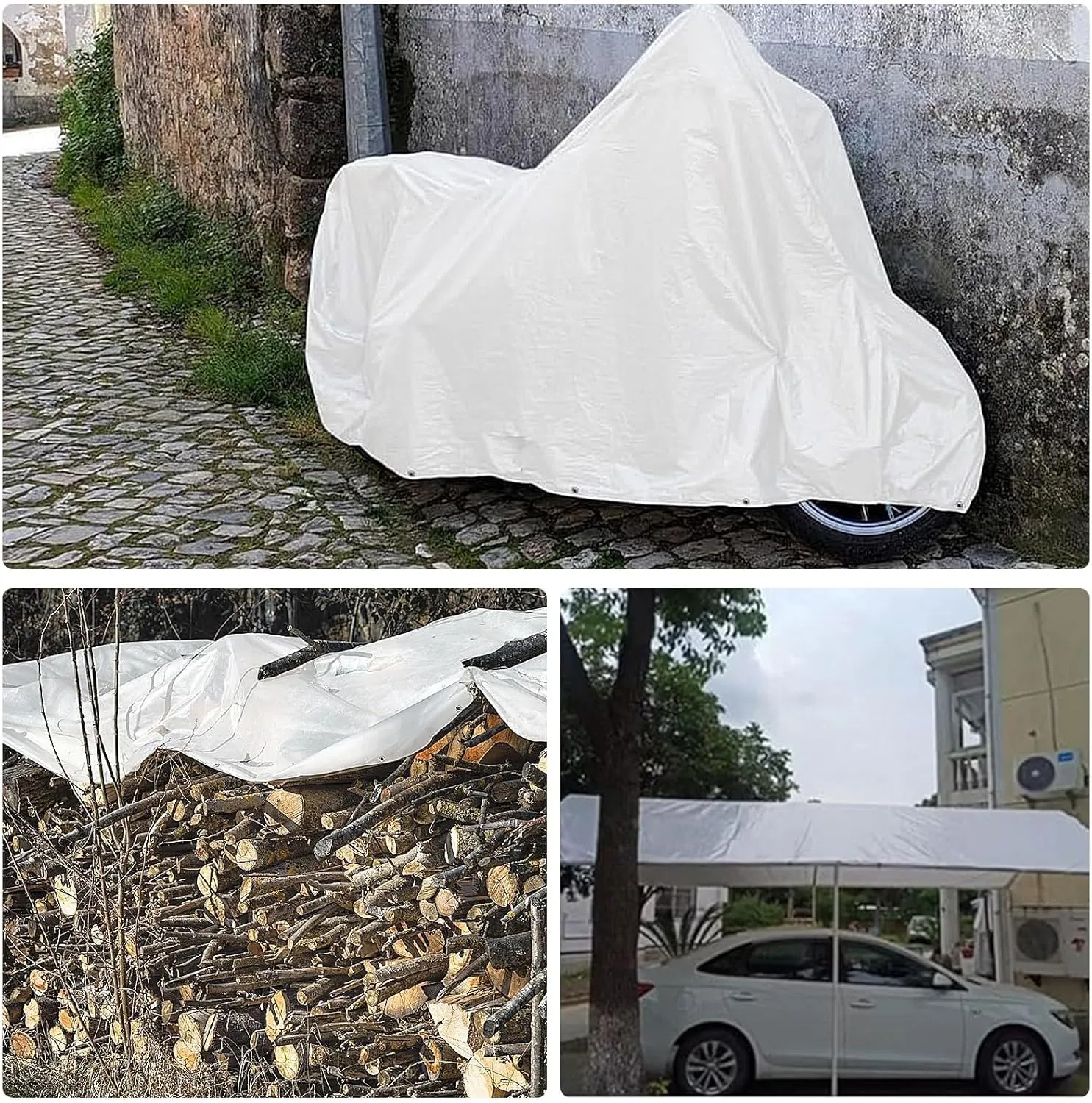 Camping Tarp, Heavy Duty White Cover PVC Tarp for Garden Furniture, Ground Sheet, Pool Cover, Outdoor Camping, Caravan Covers(2x5m)