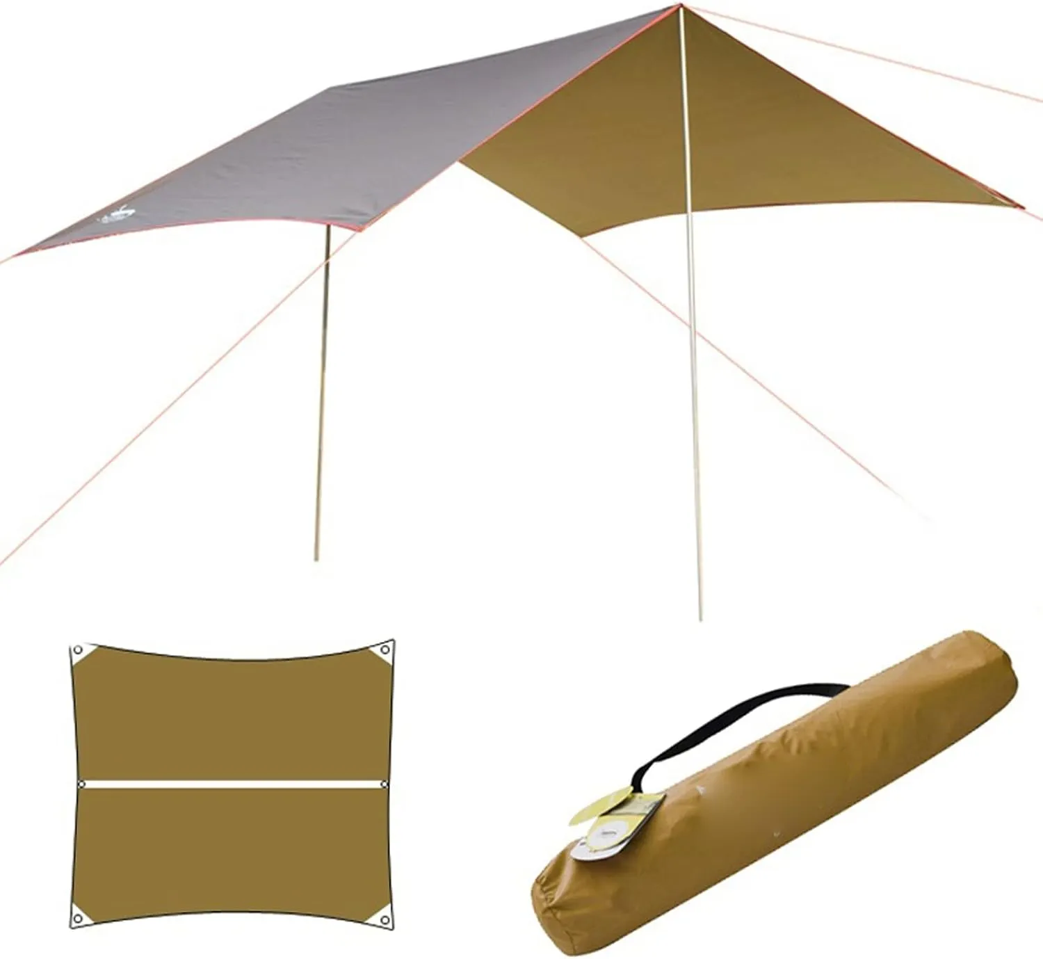 Camping Tent Waterproof Outdoor Awning Hammock Tarp Rain Fly Lightweight Camping Tent Sun Shelter for Tourism Hiking Beach Pergola (Color : Brown) (Bl