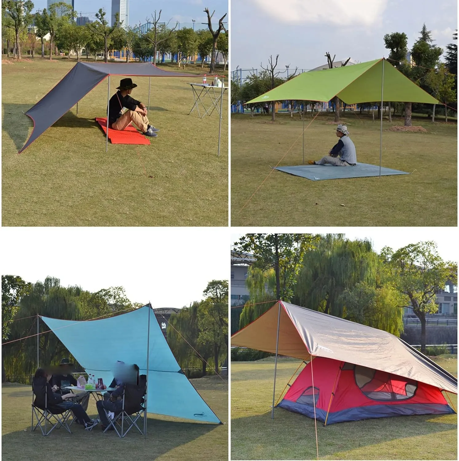 Camping Tent Waterproof Outdoor Awning Hammock Tarp Rain Fly Lightweight Camping Tent Sun Shelter for Tourism Hiking Beach Pergola (Color : Brown) (Bl