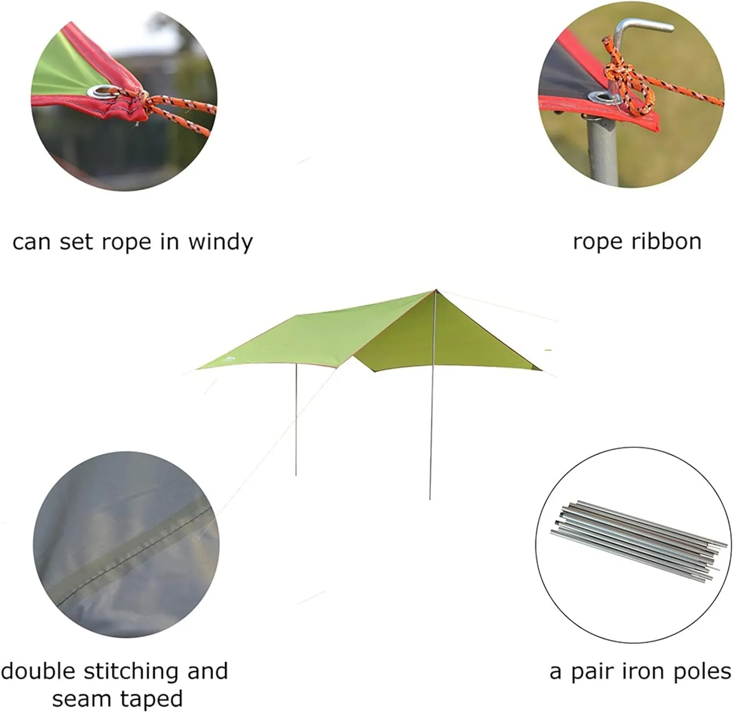 Camping Tent Waterproof Outdoor Awning Hammock Tarp Rain Fly Lightweight Camping Tent Sun Shelter for Tourism Hiking Beach Pergola (Color : Brown) (Bl