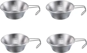 CAMPINGMOON 2pcs/4pcs Set Stainless Steel Camping Sierra Cup 310ml (4pcs Set)