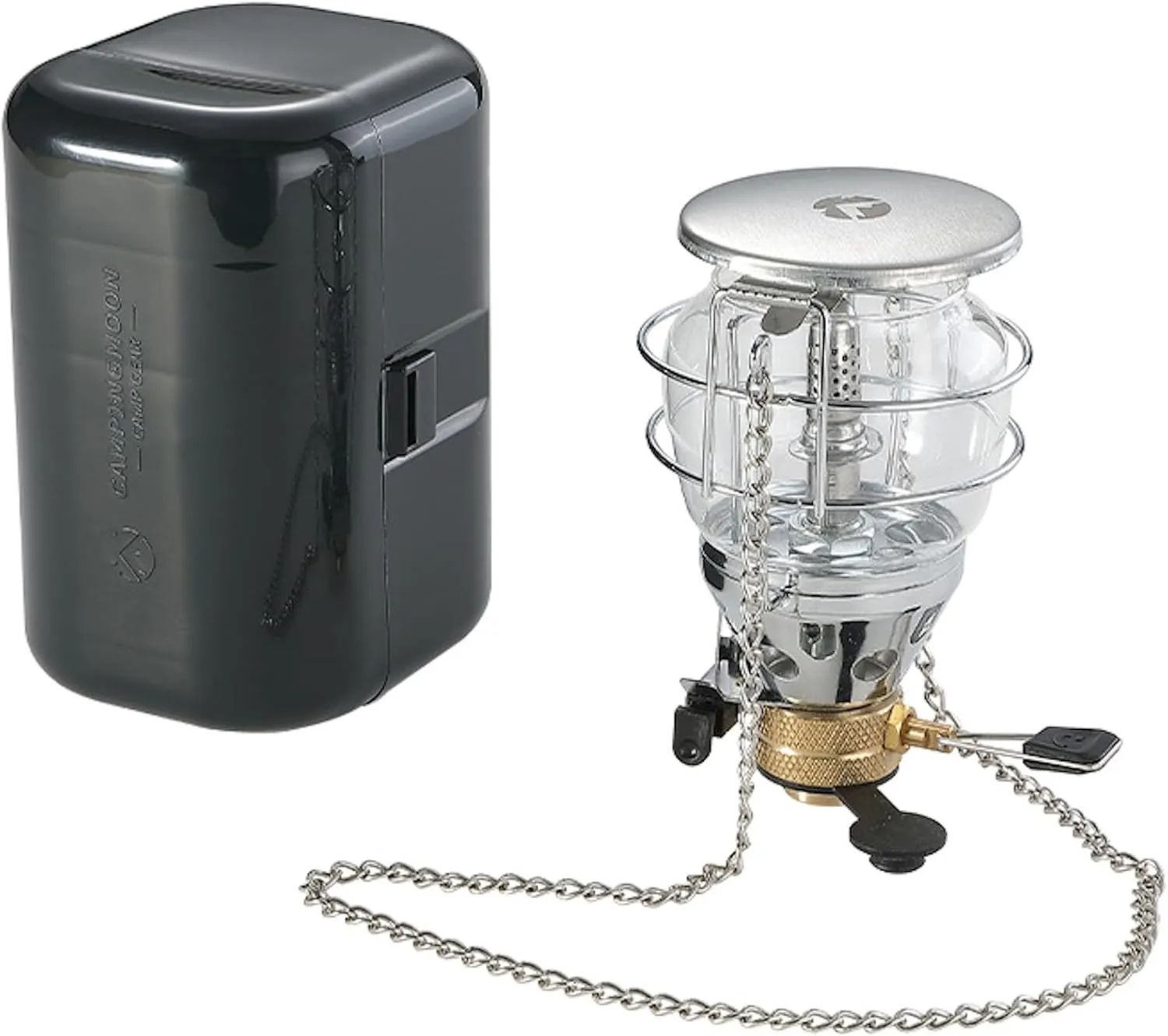 CAMPINGMOON Mini Gas Camping Lantern with Hanging Chain & Hard Case – 80W Equivalent Brightness, Adjustable Dial, Outdoor Portable Butane Lamp for Hiking, Backpacking, Emergency, Tent Lighting T-4