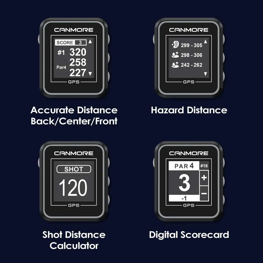 CANMORE H300 Handheld GPS Golf Device, Shot Distance Yardage Measuring, 41,000  Free Worldwide Preloaded Courses, Golf Accessory for Golfers, Powerful Magnetic Clip for Golf Cart, Black