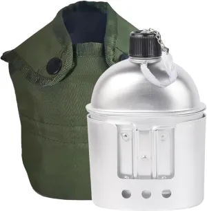 Canteen Cup, Metal Canteen 900ml Anodized with 600ml Cup, Stove & Storage Bag, Portable Water Bottle for Camping, Survival, Outdoor