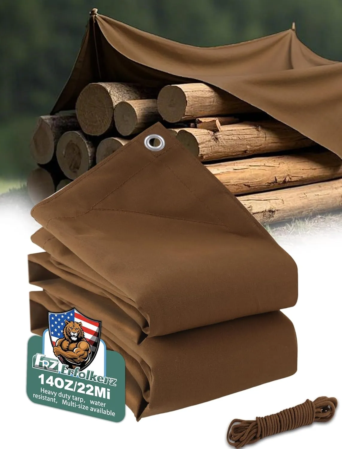 Canvas Tarp 12x20ft 22Mil Water-Resistant Tarps with Aluminum Grommets, 14OZ UV-Resistant Tarpaulin,Heavy-Duty Multi-Use Cloth Covers for Wood/Car/Roof/Boat/Camp/Canopy