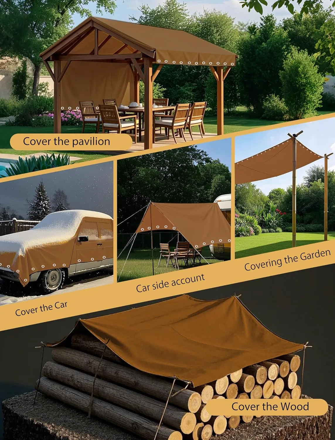 Canvas Tarp 12x20ft 22Mil Water-Resistant Tarps with Aluminum Grommets, 14OZ UV-Resistant Tarpaulin,Heavy-Duty Multi-Use Cloth Covers for Wood/Car/Roof/Boat/Camp/Canopy